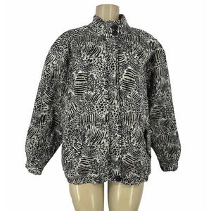 Anna And Frank Jacket Women's Medium Animal Print Pattern SILK Zip Up Puffer TS1